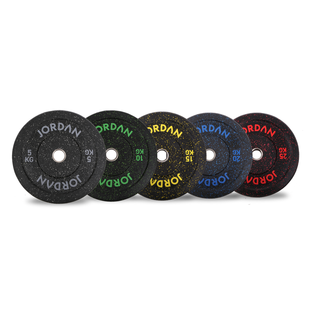 JORDAN HG Black Rubber Bumper Weight Plates - Coloured Fleck
