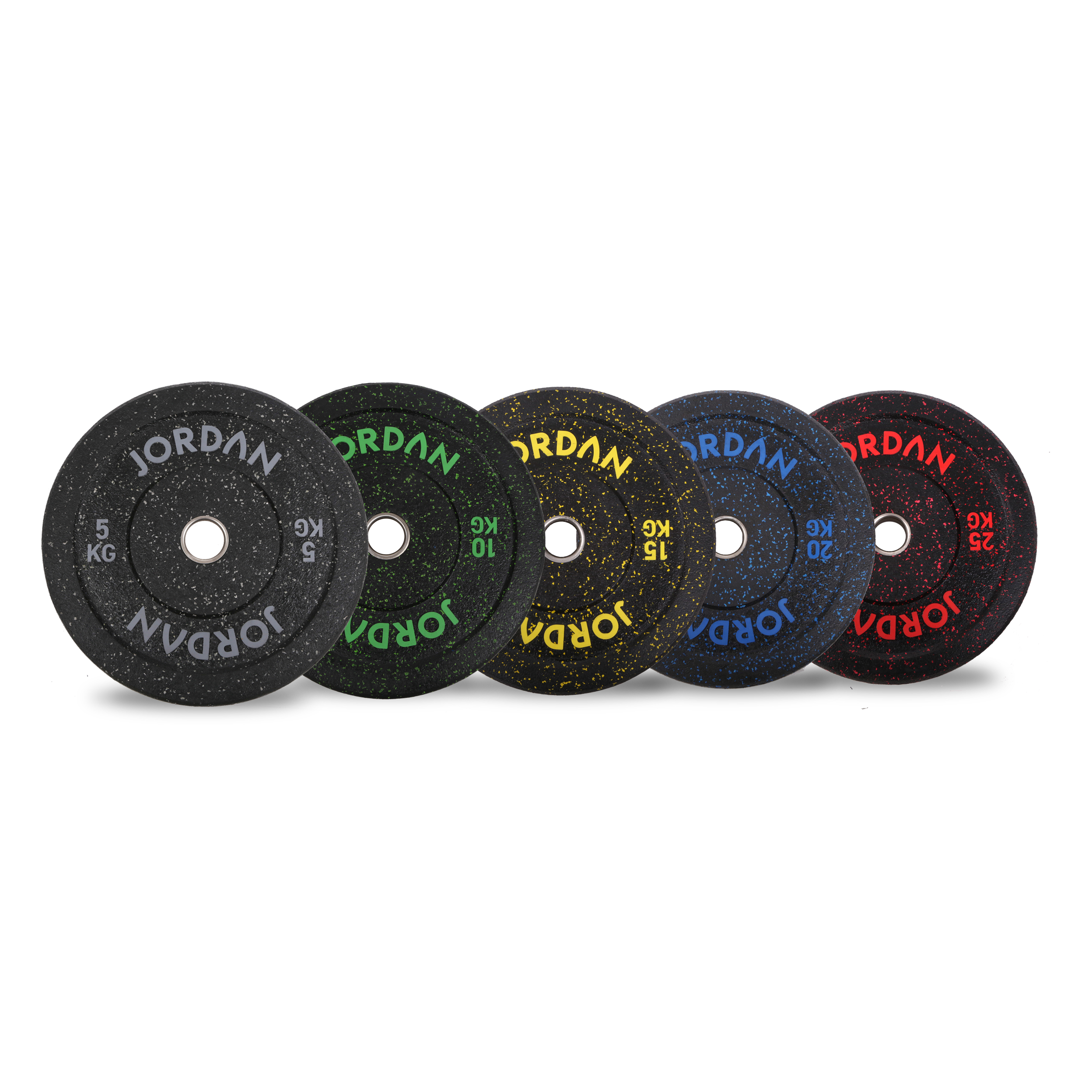 JORDAN HG Black Rubber Bumper Weight Plates - Coloured Fleck
